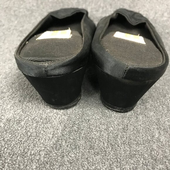 Women's Victoria's Secret Black Satin Embroidered Mules Kitten Heels Wedges 5/6 - Picture 6 of 7
